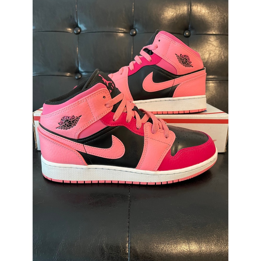 Nike Air Jordan 1 Mid GS Pink Red Black